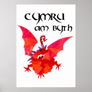 "Wales para sempre!" Poster vermelho do dragão