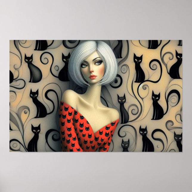 Wall Art Le Femme Black Cats Poster (Frente)