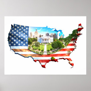 Wall Art USA Map Poster