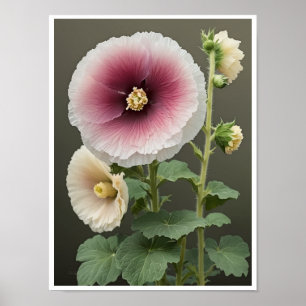 Wall Poster Belgely Hollyhock Flower Wall Art