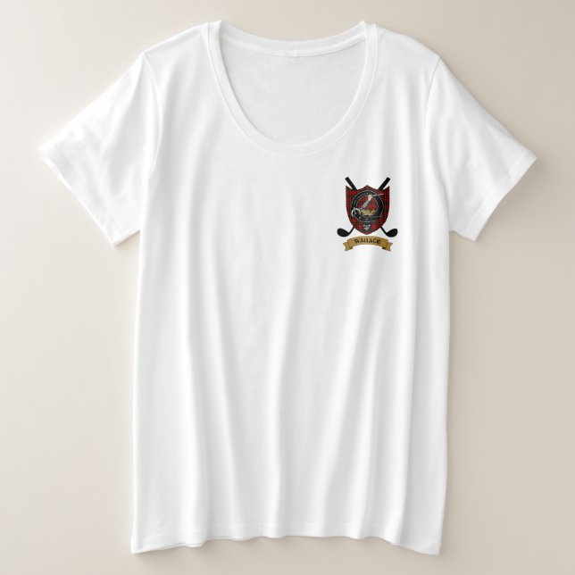 Wallace Clan Crachá e Tartan Golf T-Shirt (Frente do Design)