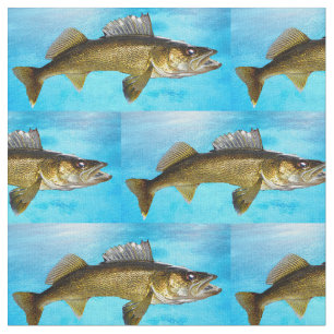 Walleye Pattern on Blue Tecido