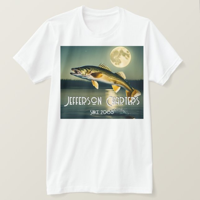Walleye Pike, Water and Moon Memorial T-Shirt (Frente do Design)