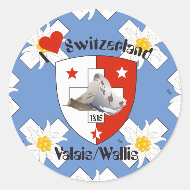 Wallis Valais Suíça Suisse Svizzera autocolante (Frente)