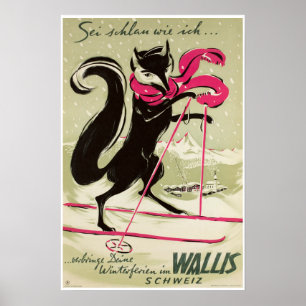 Wallis, Vancôver, suiça, poster do esqui