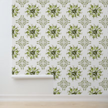 Wallpaper Floral Inky | Verde e branco