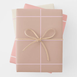 Warm Beige Grid Pattern Minimal Soft Check Design