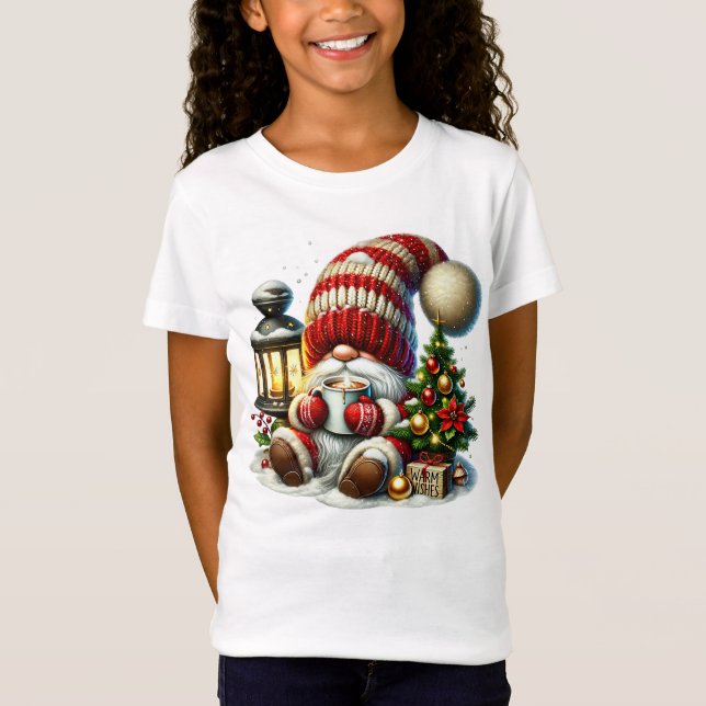 Warm Christmas Gnome Girls T-shirt (Frente)