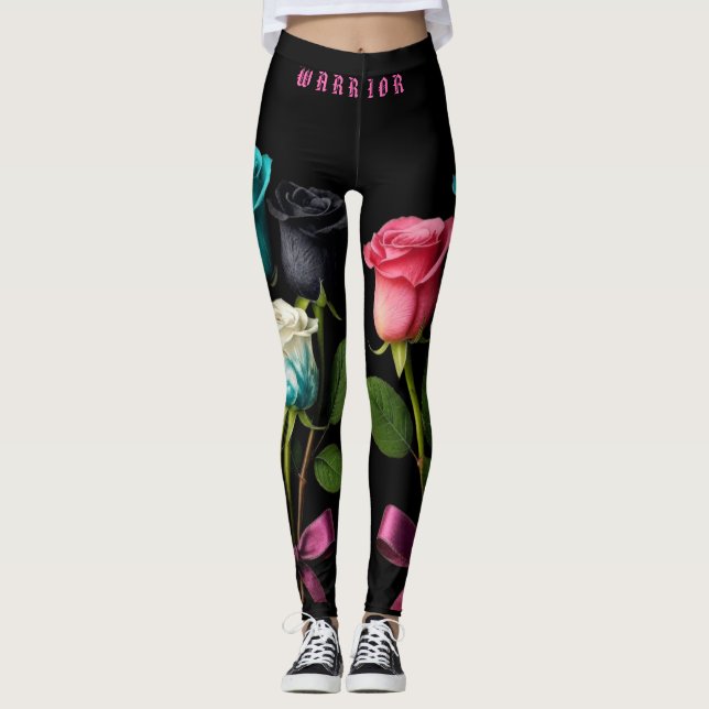 Warrior Cancer Awareness Leggings style 3 (Frente)