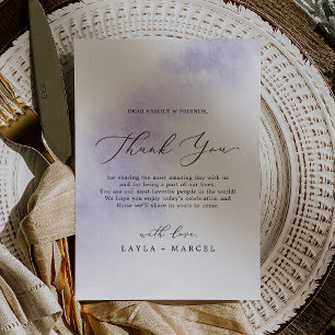 Wash de Aquarela   Cartão De Recepção Roxo Obrigad