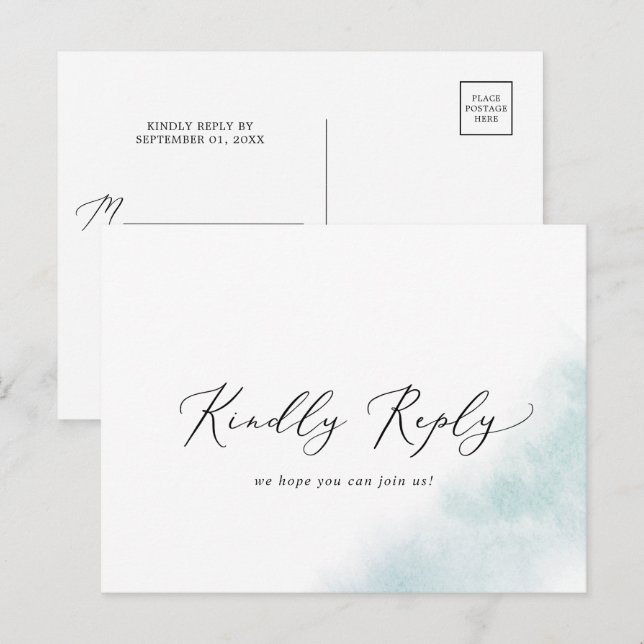 Wash de Aquarela | Cartão postal RSVP Blue Song (Frente/Verso)