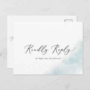 Wash de Aquarela   Cartão postal RSVP de Menu Azul