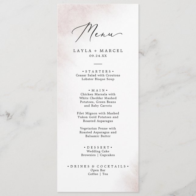 Wash de Aquarela | Menu Janto Blush Wedding (Frente)