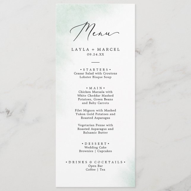 Wash de Aquarela | Menu Janto Casamento Verde (Frente)