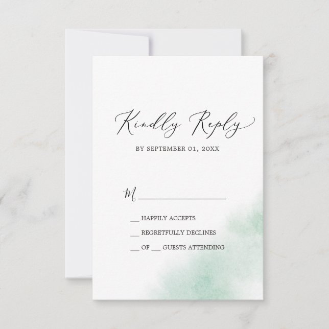 Wash de Aquarela | Placa RSVP Simples Verde (Frente)