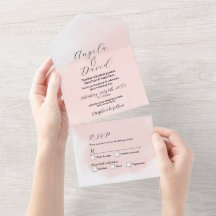 Wash de Pêssego de Aquarela Convite de casamento M