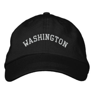 Washington bordado Boné ajustável preto