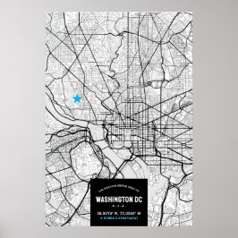 Washington, DC. Mapa de Cidade + Poster de Localiz