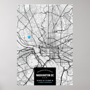 Washington, DC. Mapa de Cidade + Poster de Localiz