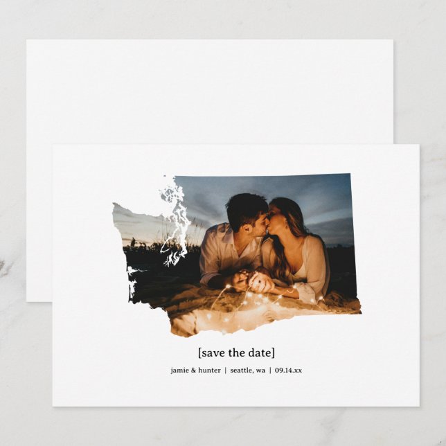 Washington Salve o Cartão com fotos de Data (Frente/Verso)