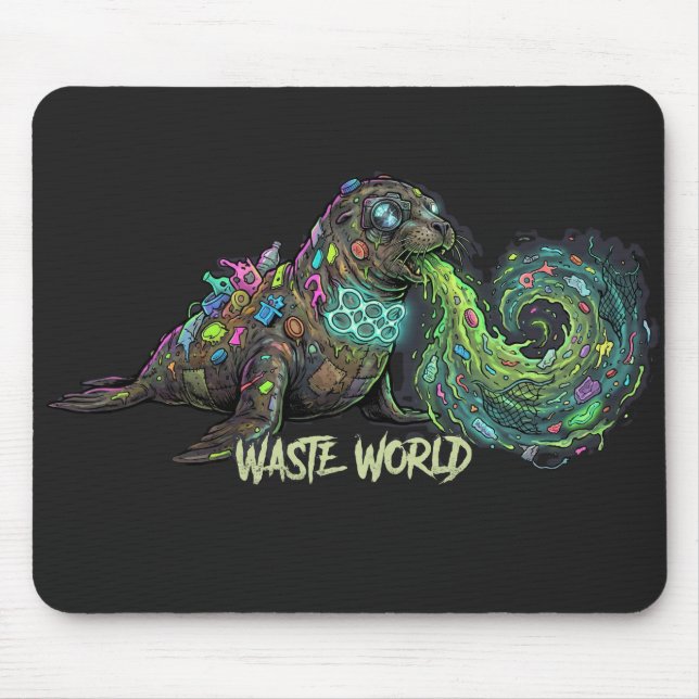 Waste World – Mouse Pad de Protesto Ecológico (Frente)