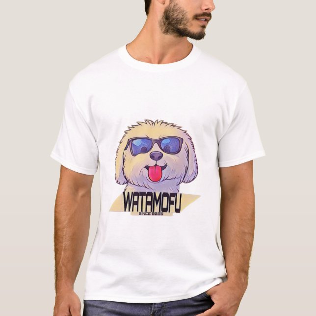 WATAMOFU Pop‑Art Bichon Frise T-Shirt (Frente)