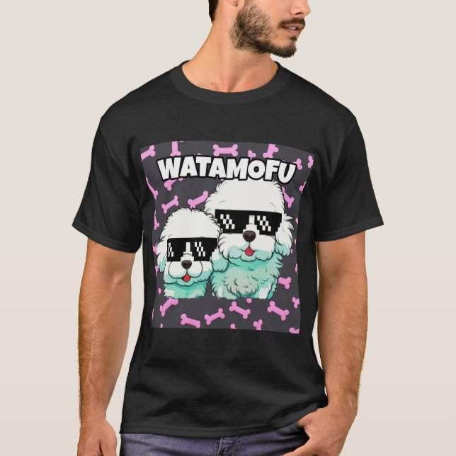 WATAMOFU Pop‑Art Bichon Frise T-Shirt (Frente)
