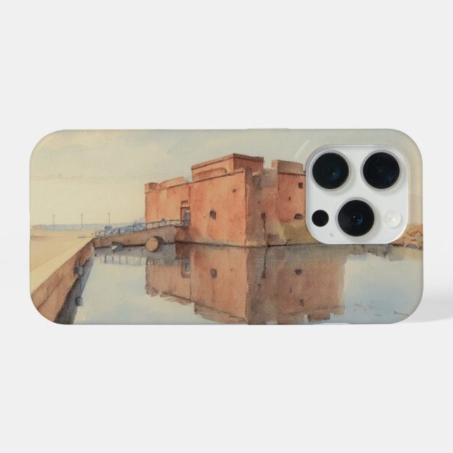 Water colour painting style image of Paphos Castle (Verso Horizontal)