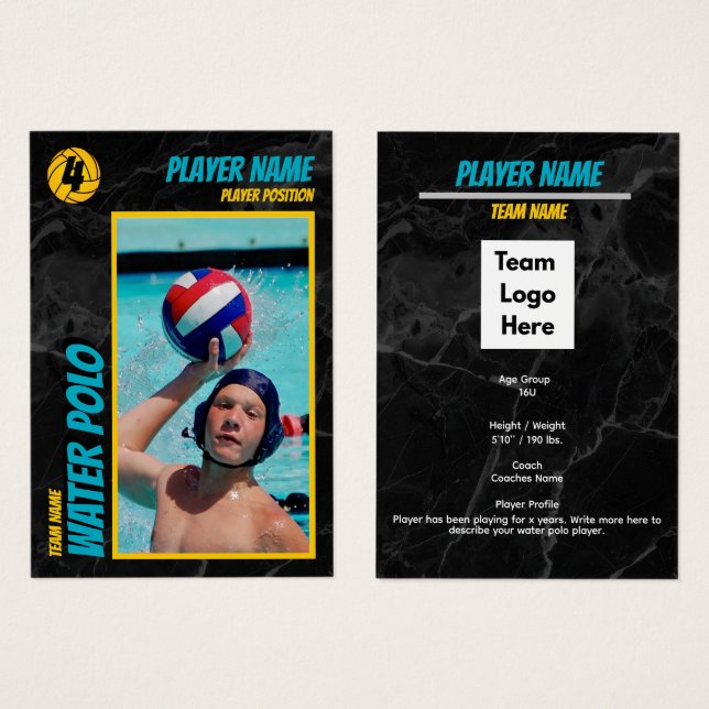 Water Polo Trading Card Customizable Collectible (Frente & Verso)