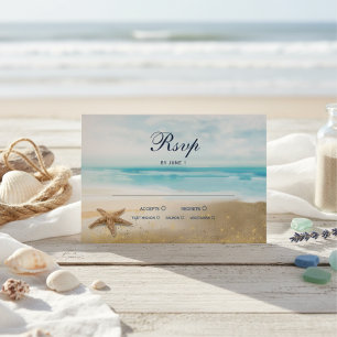Watercolor Abstrato Beach Starfish Weding RSVP