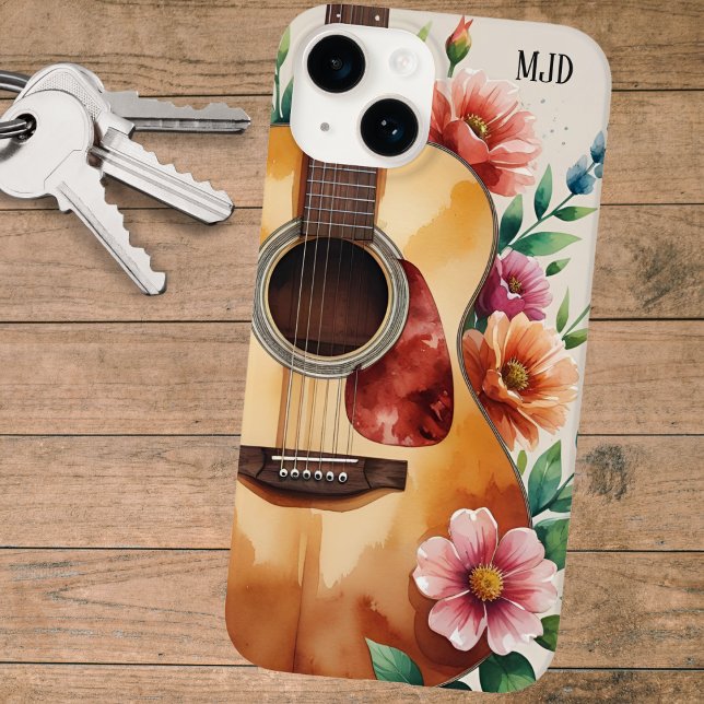 Watercolor Acoustic Guitar Floral (Criador carregado)