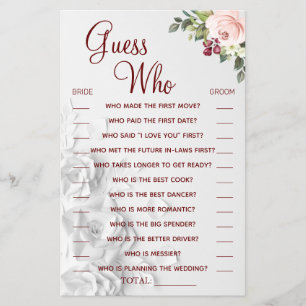 Watercolor Adivinha Quem Chá de panela cartão de j