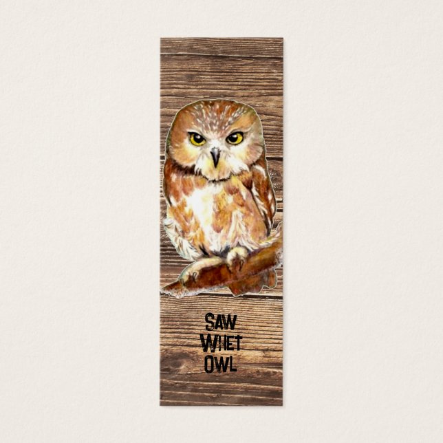 Watercolor American Owl Bird BookMark (Frente)