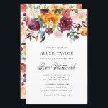 Watercolor Autumn Blooms Bar Mitzvah Convite<br><div class="desc">Convide a família e os amigos para o seu evento com este convite personalizável de bar floral mitzvah. Apresenta flores de queda de aquarela e um fundo correspondente. Este convite para bares florais mitzvah será perfeito para eventos do outono ou do outono. Personalize adicionando seus detalhes. Itens correspondentes estão disponíveis....</div>