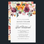 Watercolor Autumn Blooms Bat Mitzvah Convite<br><div class="desc">Convide familiares e amigos para o seu evento com este convite de morcego floral personalizável. Apresenta flores de queda de aquarela e um fundo correspondente. Este convite do morcego floral mitzvah será perfeito para eventos do outono ou outono. Personalize adicionando seus detalhes. Itens correspondentes estão disponíveis.</div>