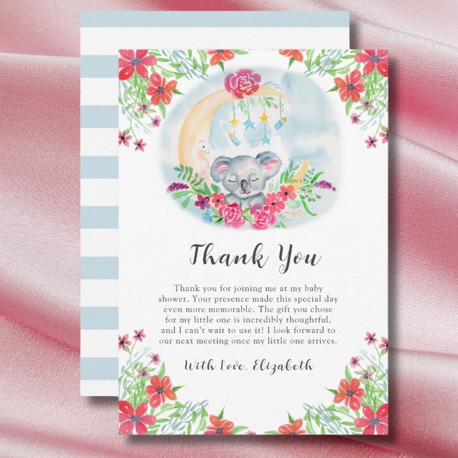 Watercolor Baby Koala Com Convite À Lua (Criador carregado)