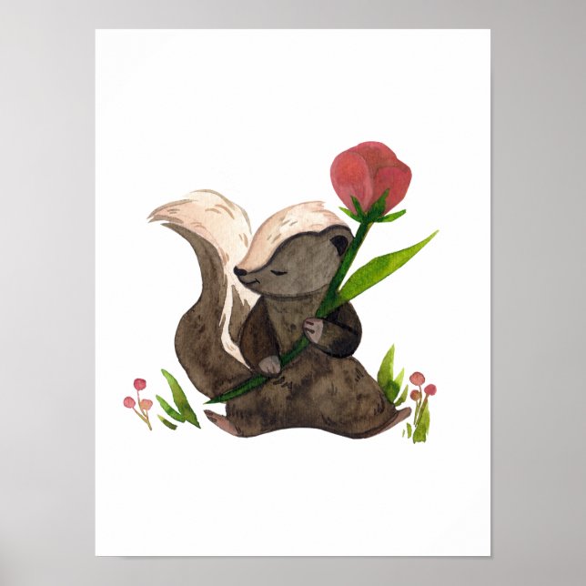 Watercolor Baby Squirrel Nursery Poster (Frente)