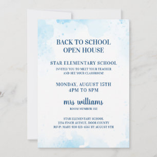 Watercolor Back to School Open House Convite