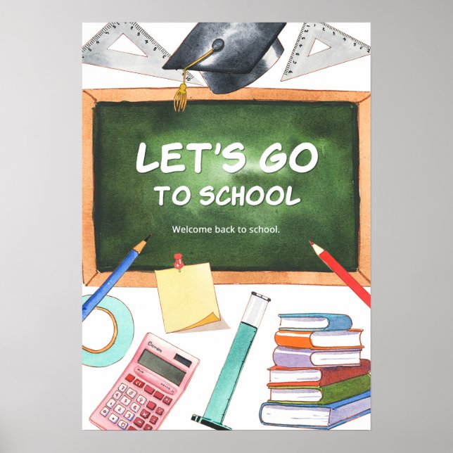 Watercolor Back to School Poster (Frente)