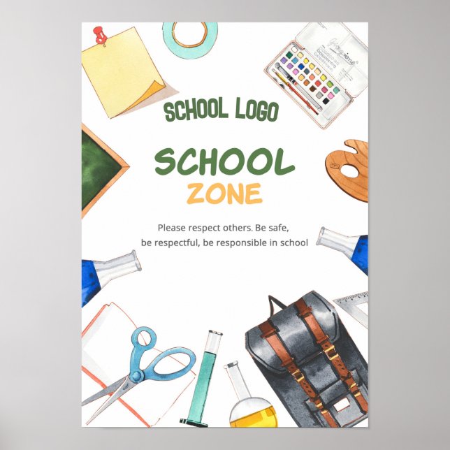 Watercolor Back to School Poster (Frente)