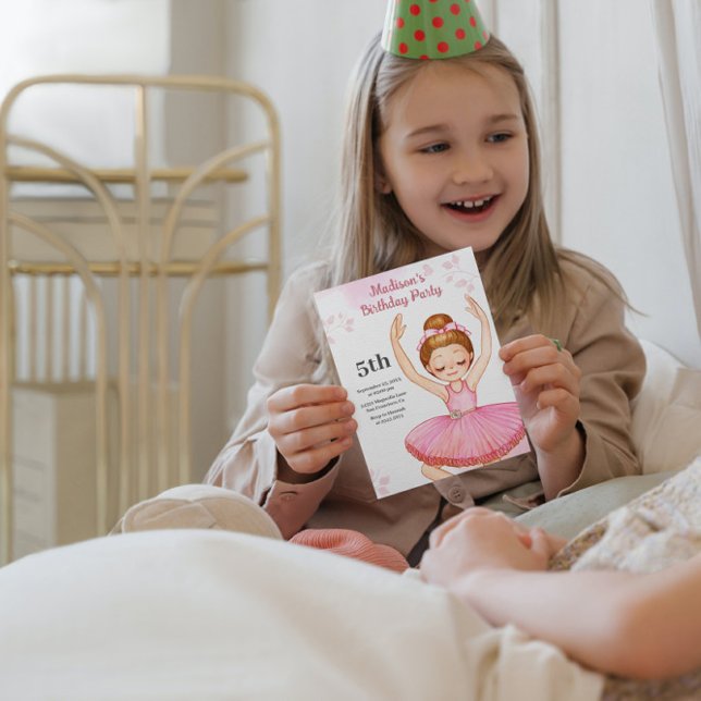Watercolor Ballerina Birthday Convite (Criador carregado)