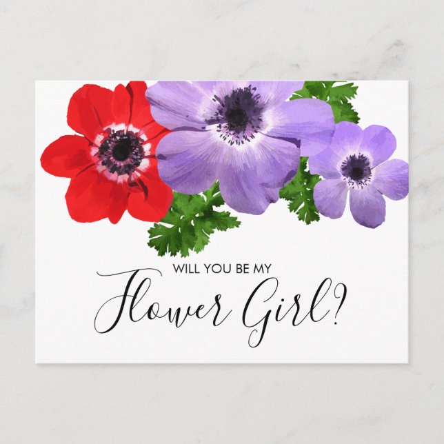Watercolor Be My Flower Girl Bridesmaid Cartão (Frente)
