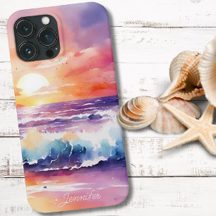Watercolor Beach no Sunset Monograma