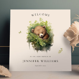 Watercolor Bear Bear Greenerescente Sinal de Boas-
