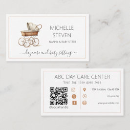 Watercolor Bebê berço Cartão de visita