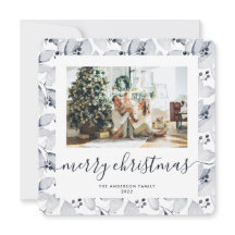 Watercolor Berries Greenerase Cartões de Natal Fot