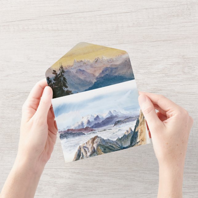 Watercolor Blue Mounains Pine Weding (Opening)