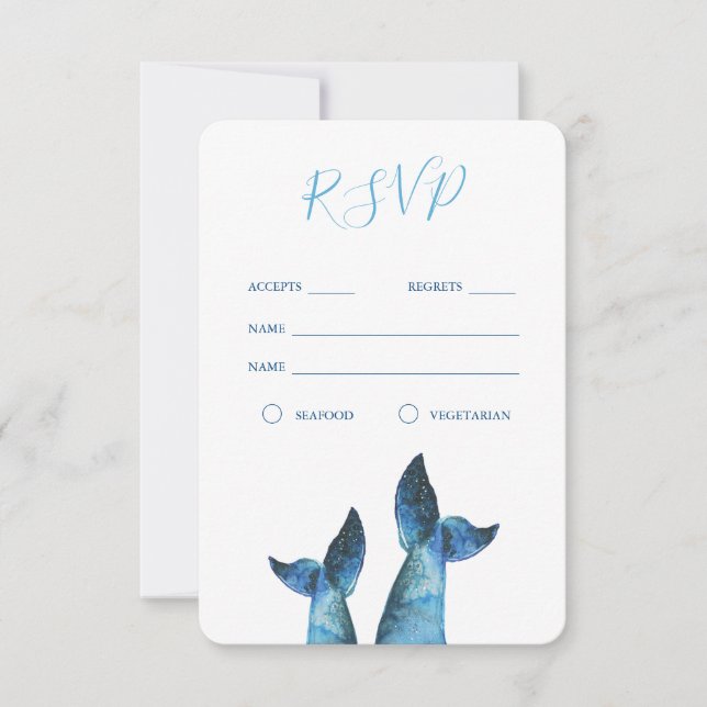 Watercolor Blue Whale Weding RSVP (Frente)