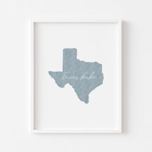 Watercolor boho blue Texas babe impressão