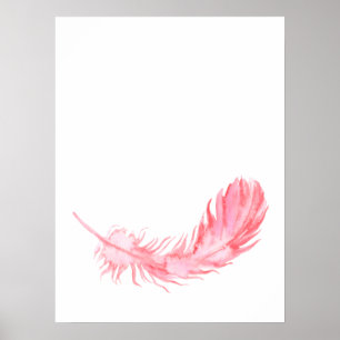 Watercolor Boho Pink Feather Impressão